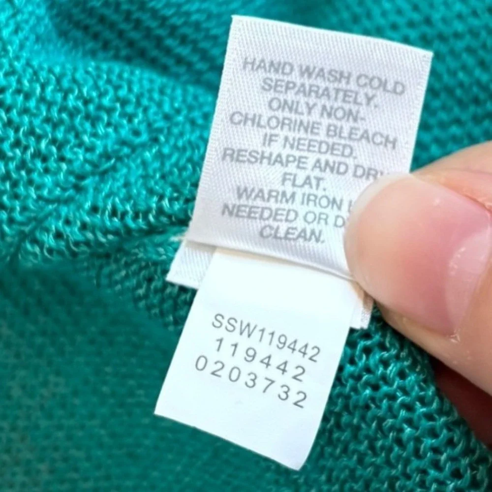 J. Jill Linen Blend‎ Open Front Cardigan, Petite Medium, Teal Coastal beachy